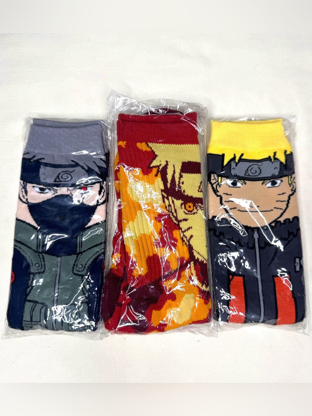 Anime Character Crew Socks Pack - 3 Pairs of Naruto Characters socks